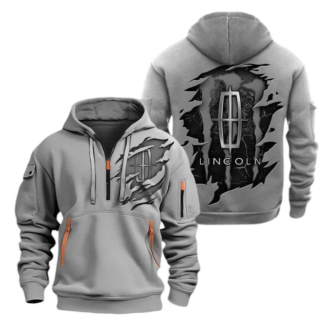 Premium Road Car Hoodie Half Zipper, Casual Sport Half-Zip Hoodie CAR021 -Gray