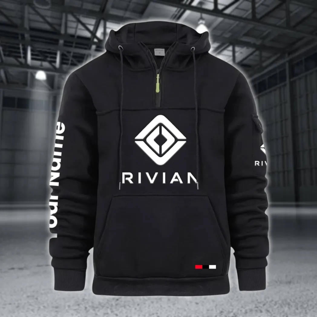 Racing Auto Large Pocket Hoodie, Modern Driver's Zip Hoodie CAR514 - Black