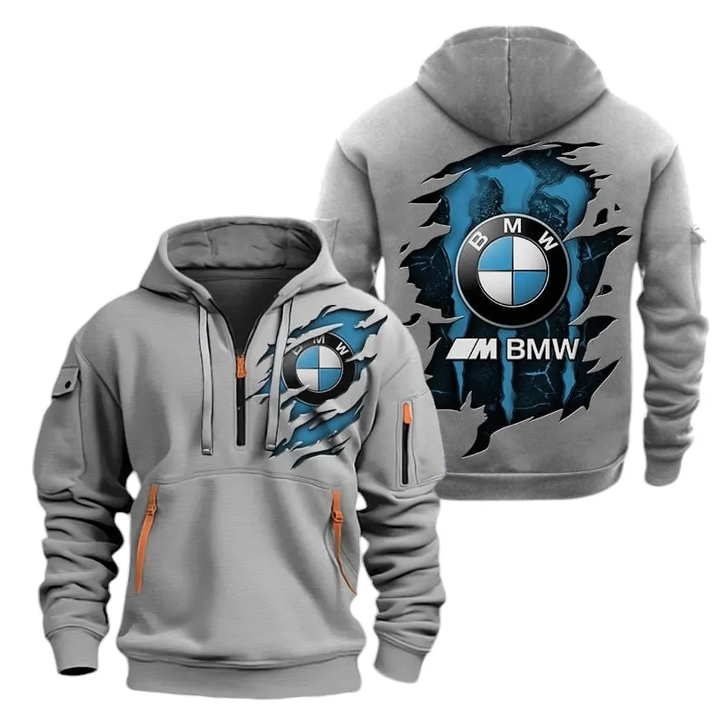 Racing Edition Car Hoodie Half Zipper, True Fan Hoodie CAR021 -Gray