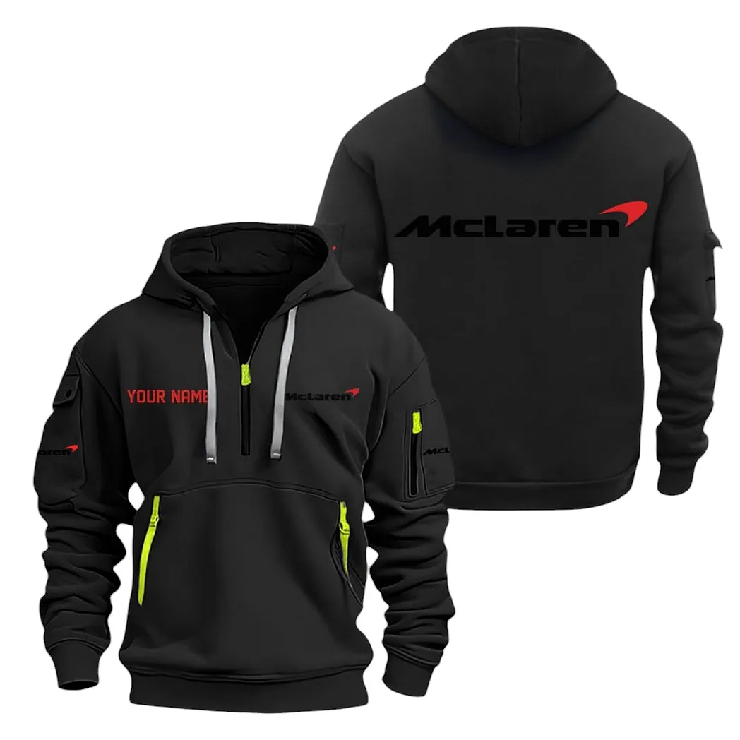 Racing Icon Hoodie Half Zipper, Supporter Style Half-Zip Hoodie CAR200 - Black