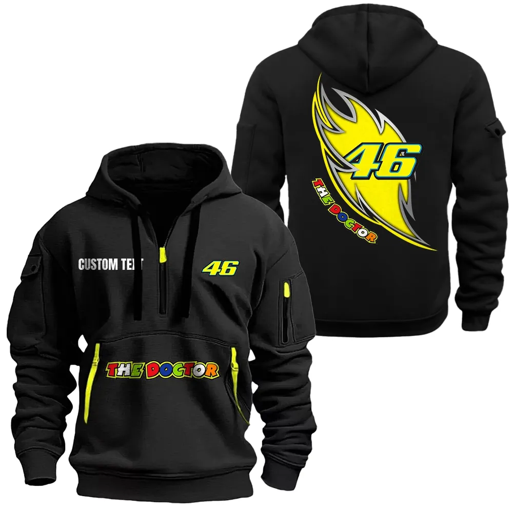 Racing Legend Hoodie Half Zipper, Supporter Style Half-Zip Hoodie CAR170 - Black