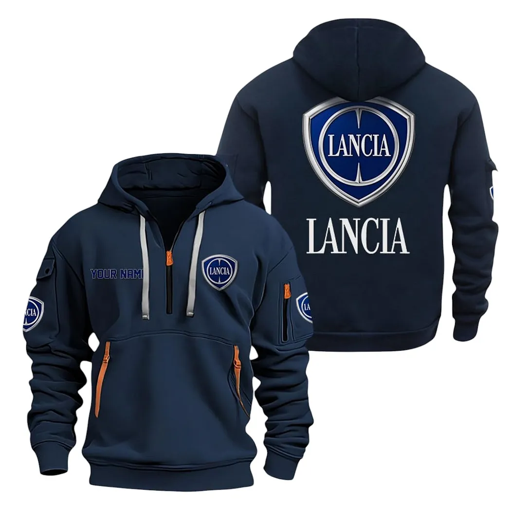 Retro Car Hoodie Half Zipper, Casual Sport Half-Zip Hoodie CAR200 - Navy