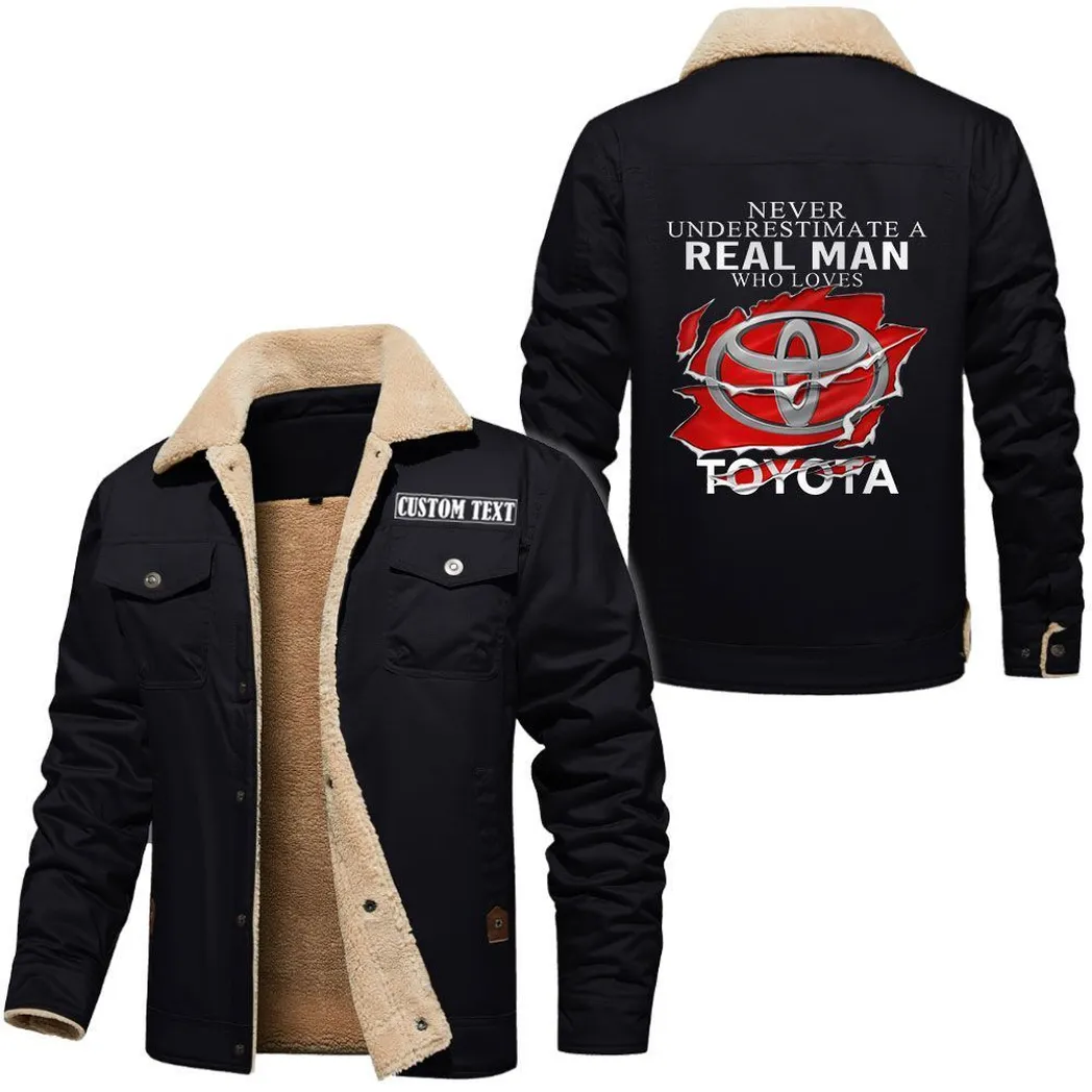 Road Style Jacket Fur Collar Fleece, Casual Gearhead Warm Jacket CAR566112825631-Black