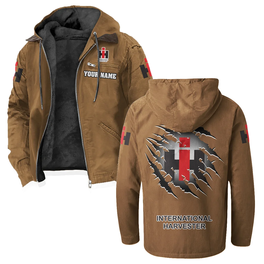 Rural Work Vehicle Flannel Hoodie, Gearhead Style Hoodie HVN1327IH - Camel