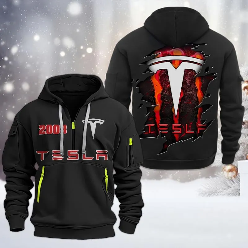 Smart EV Hoodie Half Zipper, Bold Fan Hoodie CAR198 - Black