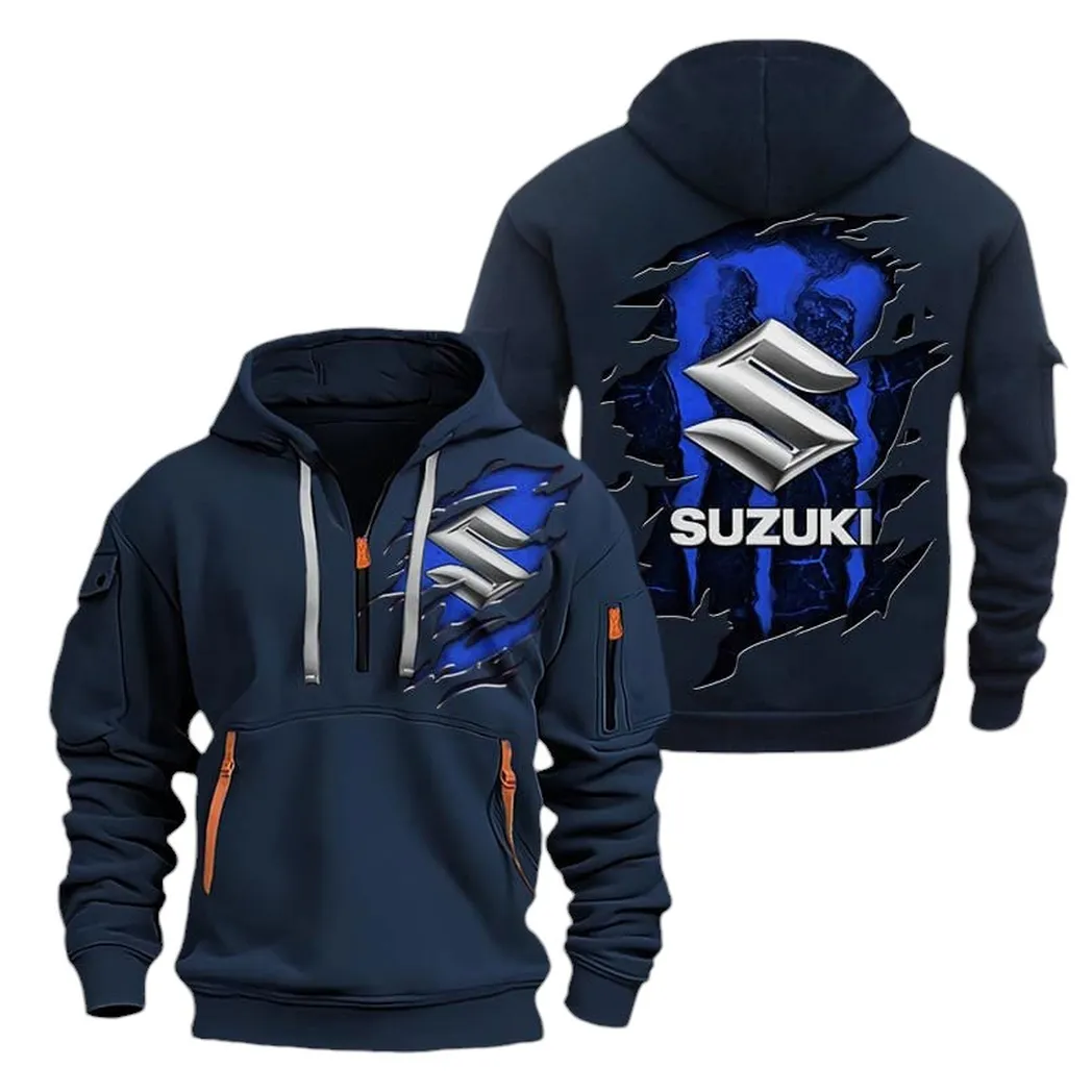 Speed Demon Hoodie Half Zipper, Fan Pride Half-Zip Hoodie CAR021 -Navy