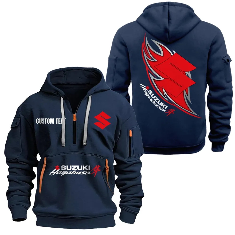 Speed Spirit Hoodie Half Zipper, Supporter Style Half-Zip Hoodie CAR170 - Navy