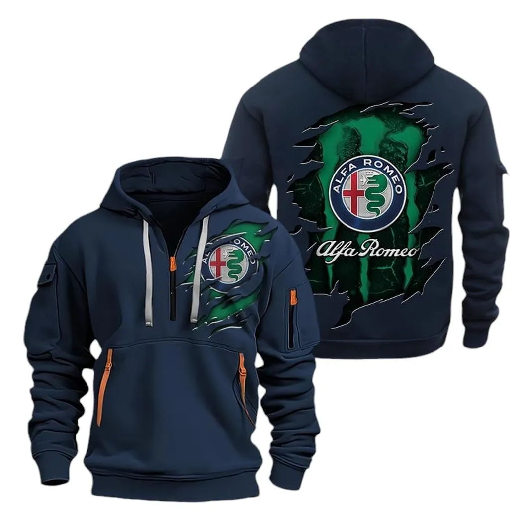Sport Sedan Hoodie Half Zipper, Performance Fan Hoodie CAR021 -Navy