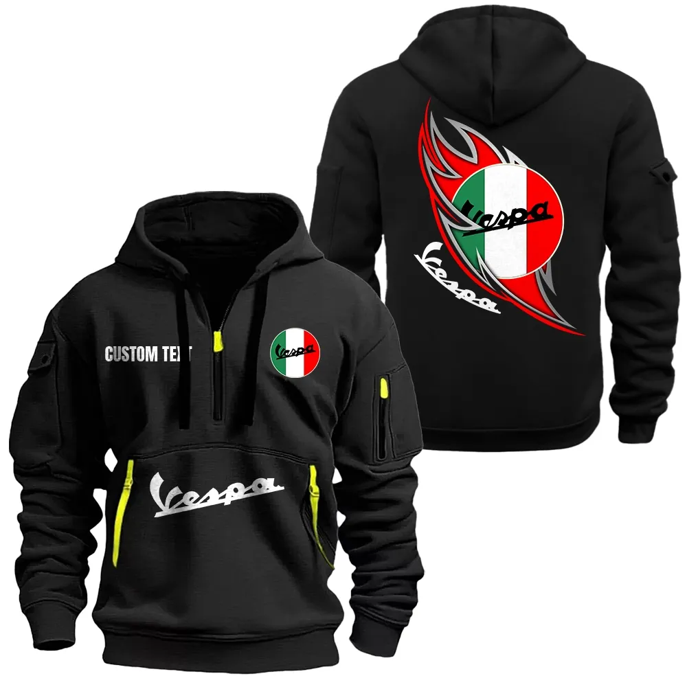 Sportbike Hoodie Half Zipper, Bold Energy Hoodie CAR170 - Black