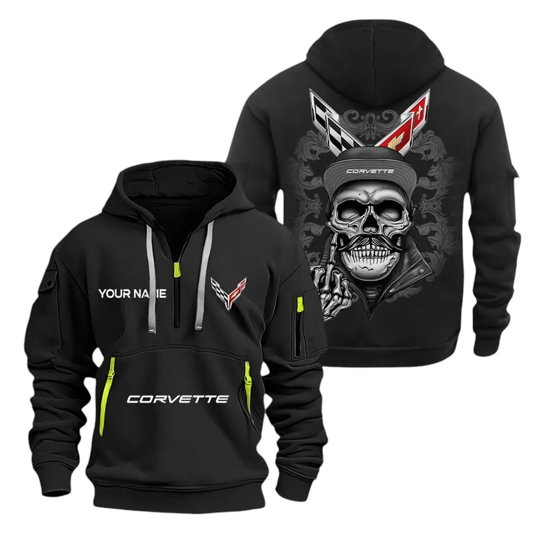 Sports Icon Hoodie Half Zipper, Bold Fan Hoodie CAR166 - Black