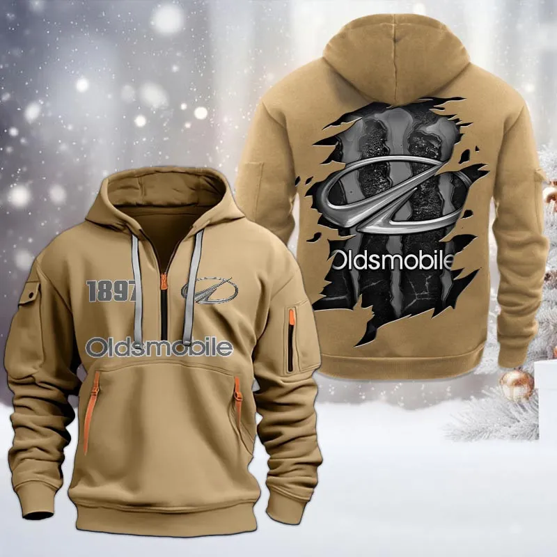 Street Cruiser Hoodie Half Zipper, Streetwear Fan Hoodie CAR198 - Khaki