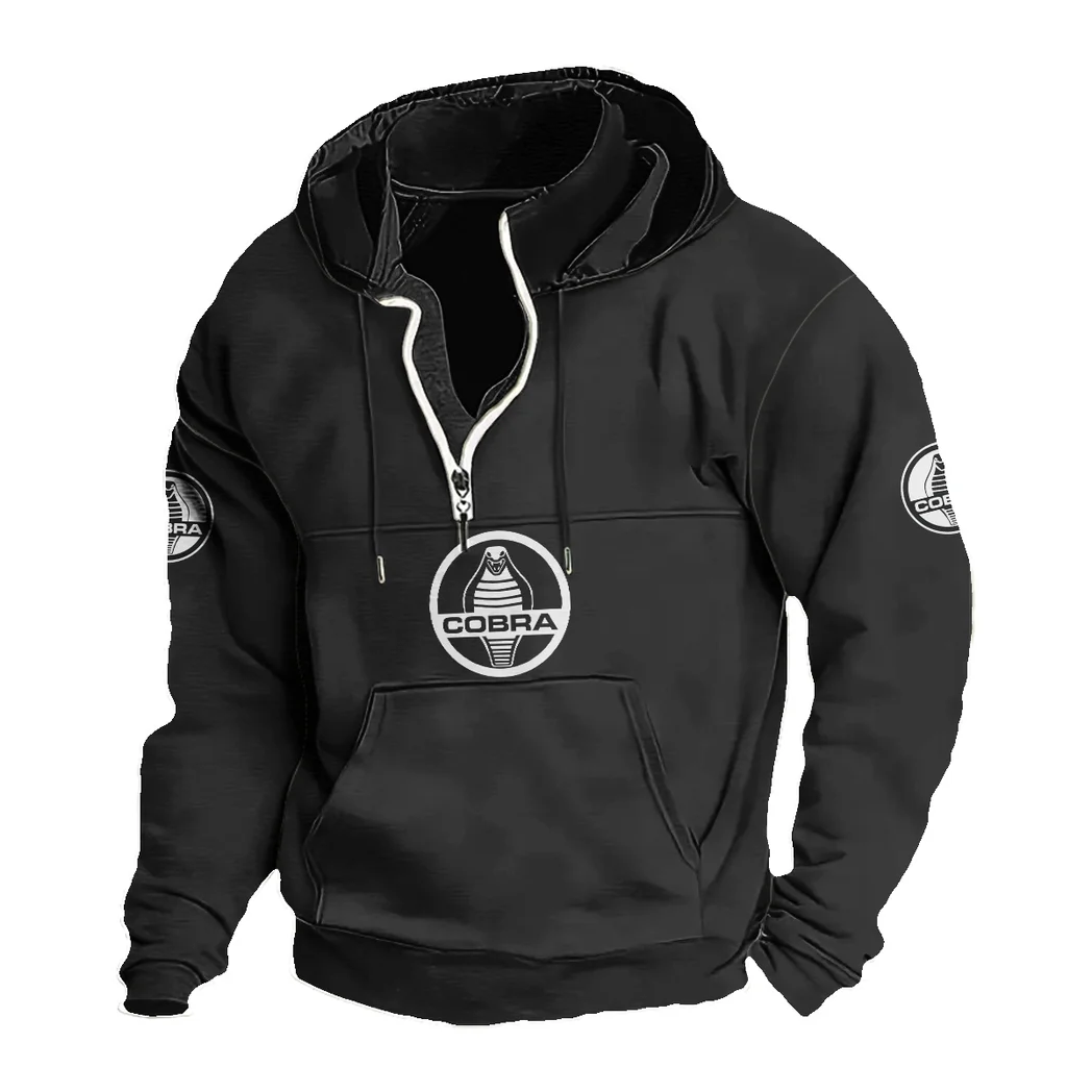Street Racer Casual Stand Up Collar Hoodie, True Car Fan Hoodie HVN1397SH - Black