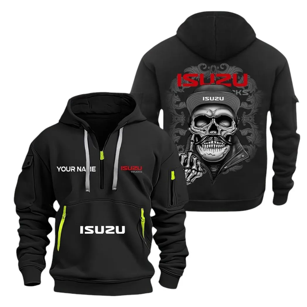 Sturdy Pickup Hoodie Half Zipper, Active Spirit Hoodie CAR166 - Black