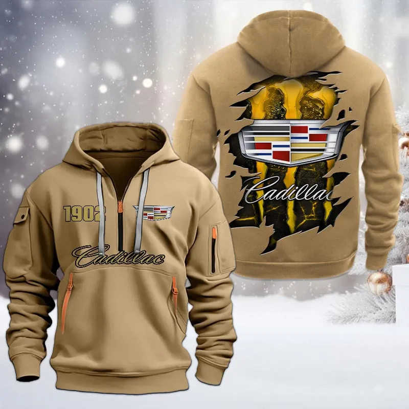 Stylish Luxury Wagon Hoodie Half Zipper, Sport Spirit Hoodie CAR198 - Khaki