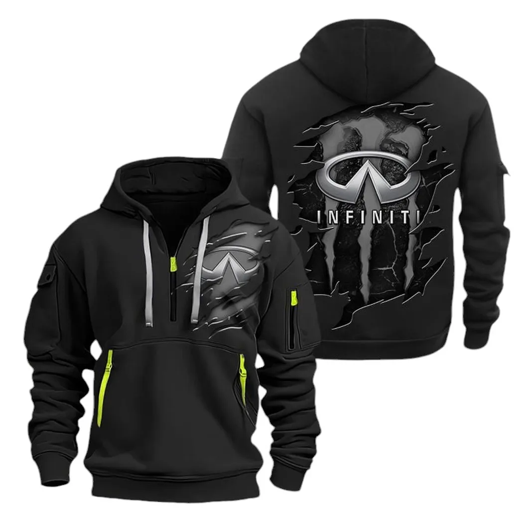 Stylish Ride Hoodie Half Zipper, Streetwear Fan Hoodie CAR021 -Black