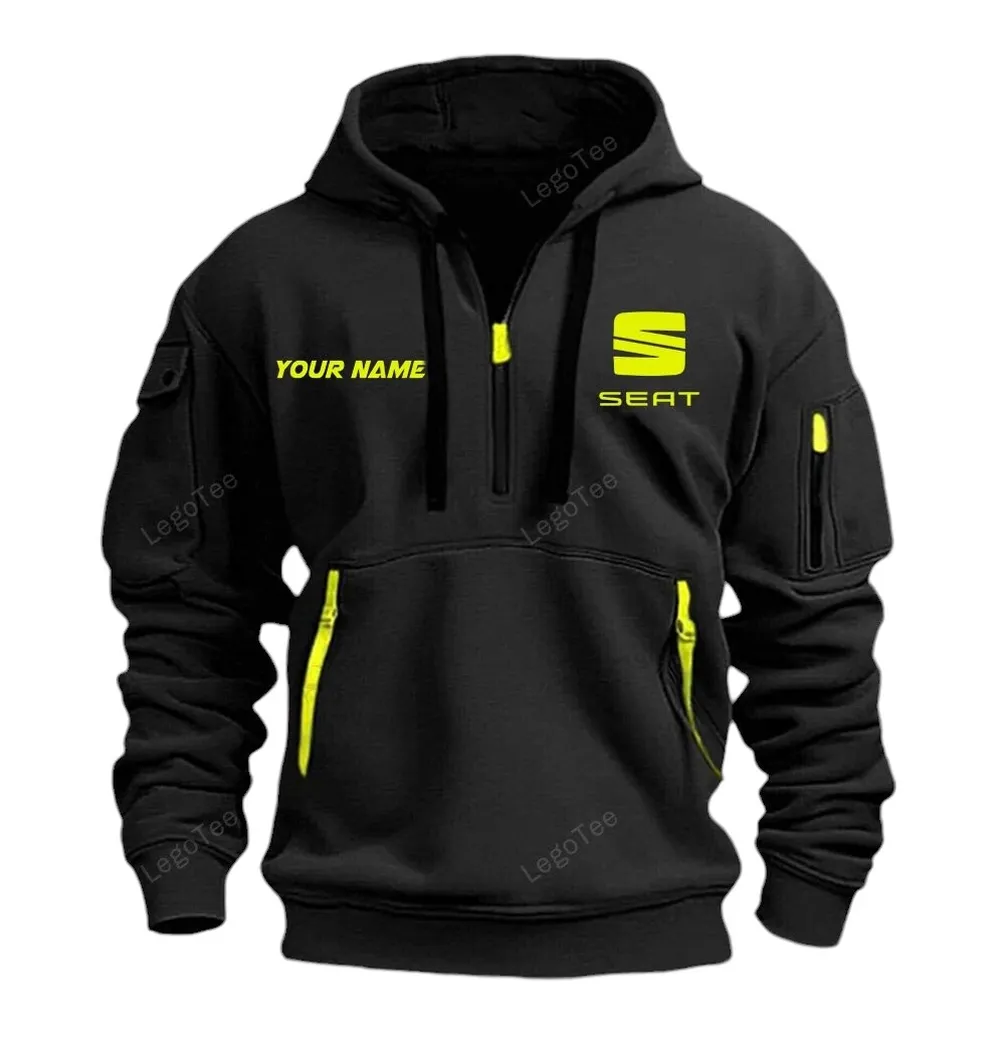 Stylish Sedan Hoodie Half Zipper, Active Supporter Half-Zip Hoodie CAR042 -Black