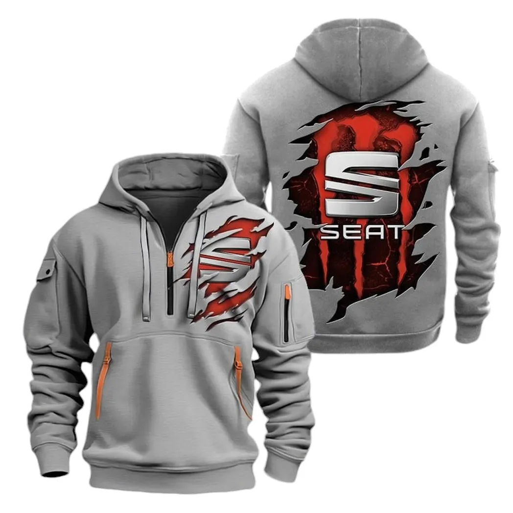 Stylish Sedan Hoodie Half Zipper, Streetwear Fan Hoodie CAR021 -Gray