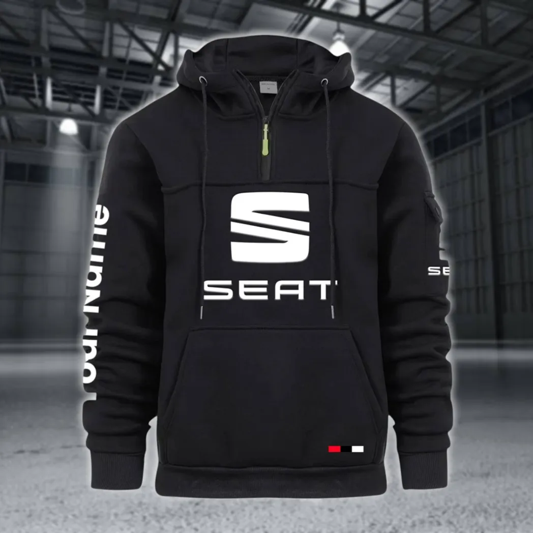 Stylish Sedan Large Pocket Hoodie, Car Culture Pocket Hoodie CAR514 - Black