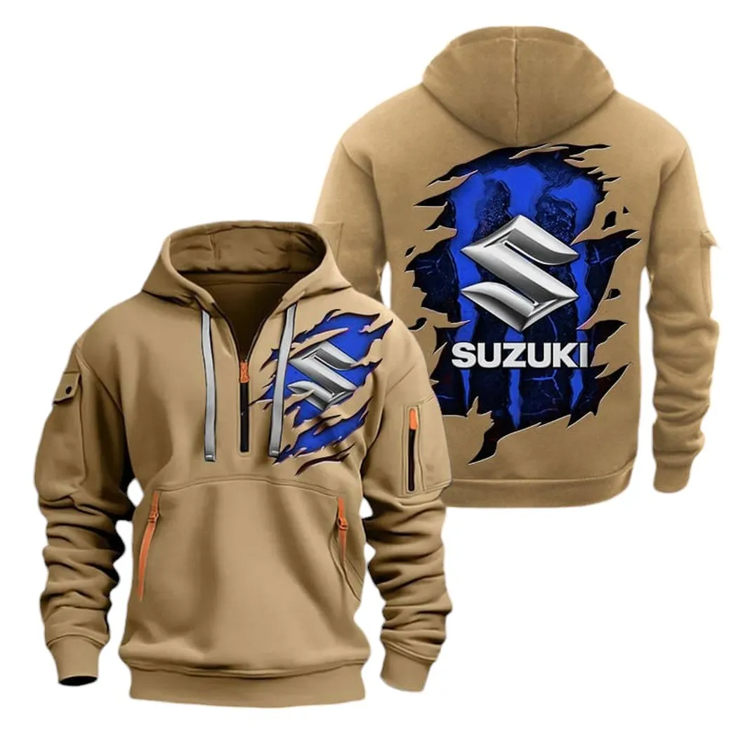 Superbike Hoodie Half Zipper, Game Ready Half-Zip Hoodie CAR021 -Khaki