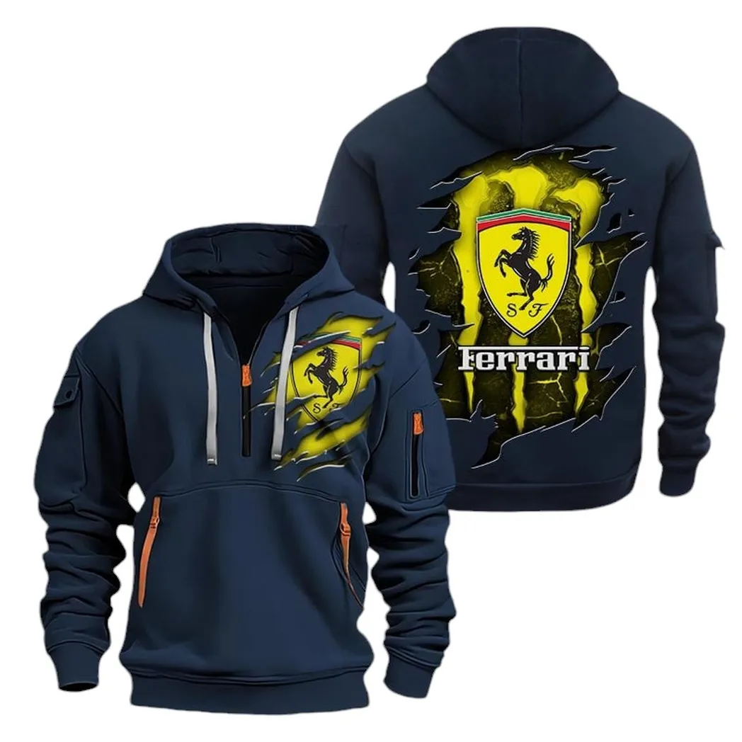 Superfast Road Car Hoodie Half Zipper, Game Day Half-Zip Hoodie CAR021 -Navy