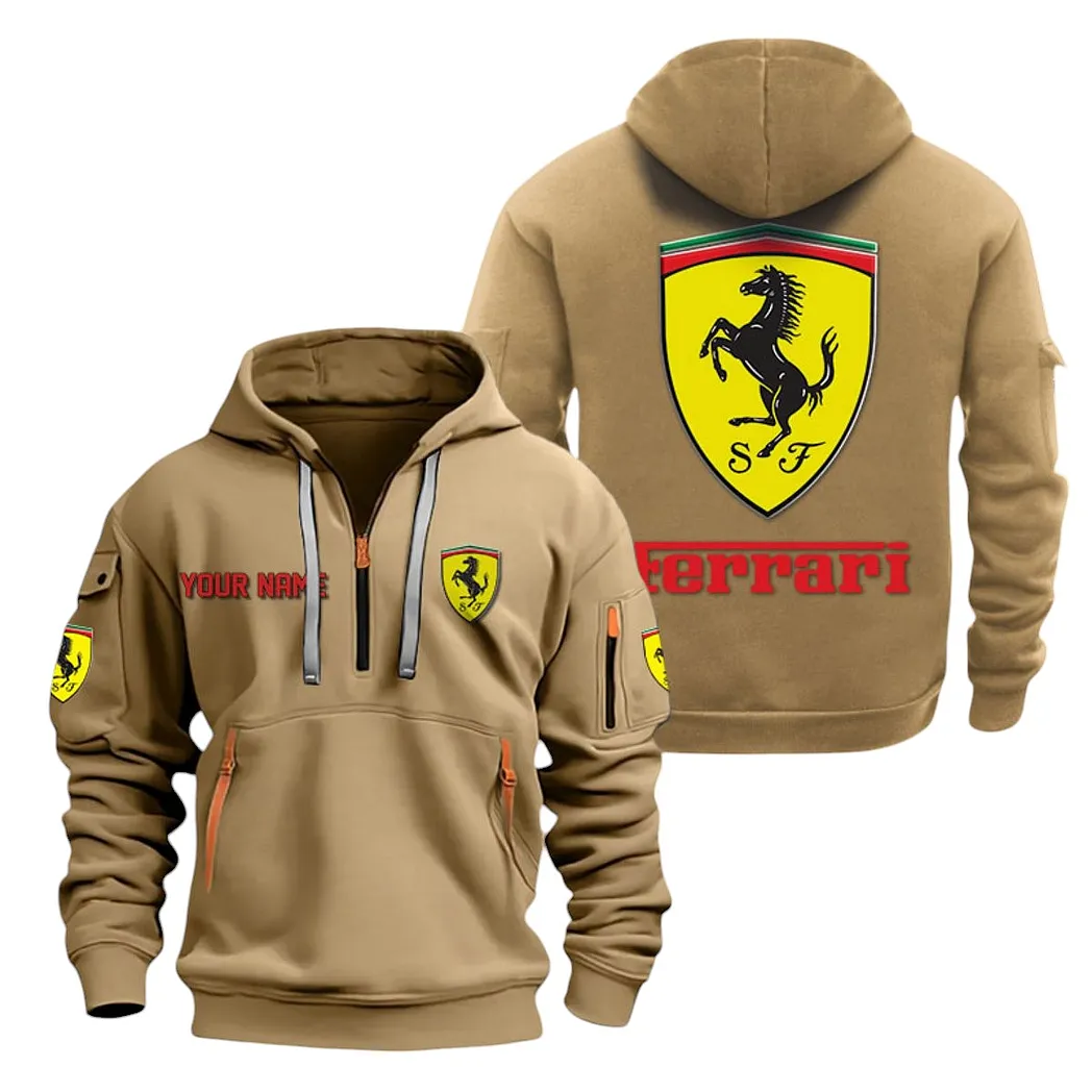 Superfast Road Car Hoodie Half Zipper, Supporter Style Half-Zip Hoodie CAR200 - Khaki