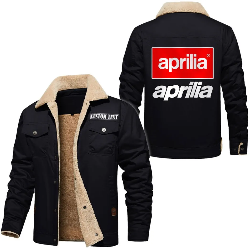 Track Motorcycle Jacket Fur Collar Fleece, Car Enthusiast Warm Jacket CAR566112825116-Black