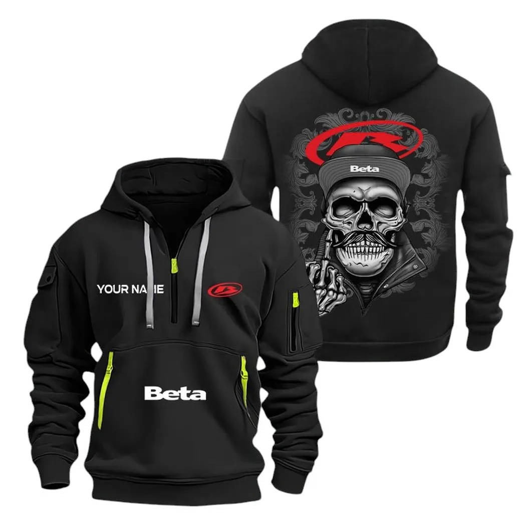 Trail Motorbike Hoodie Half Zipper, Athletic Fan Half-Zip Hoodie CAR166 - Black
