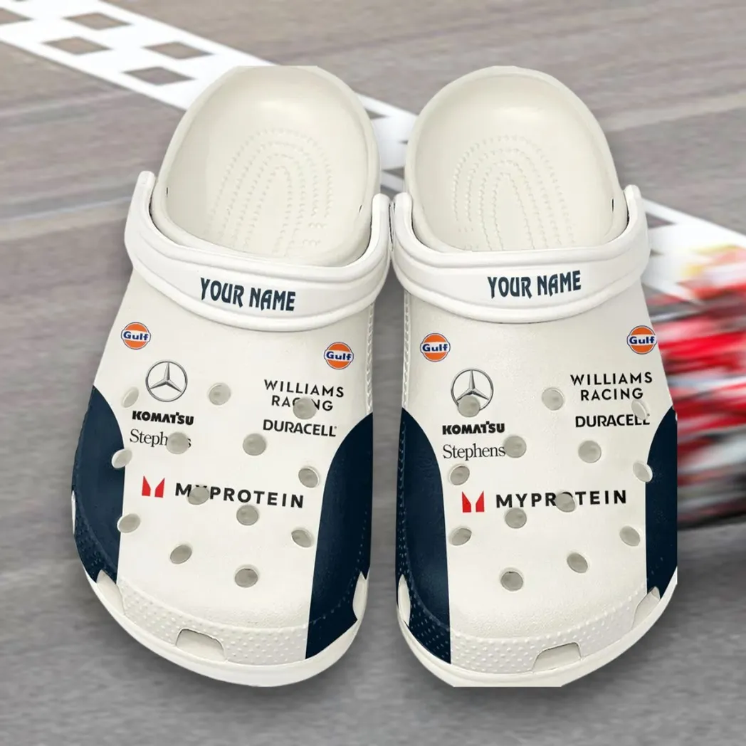 Trendy High-Performance Vehicle Themed Clog, Full Print Lightweight Footwear for Fans of Automotive Style CAR421 - White