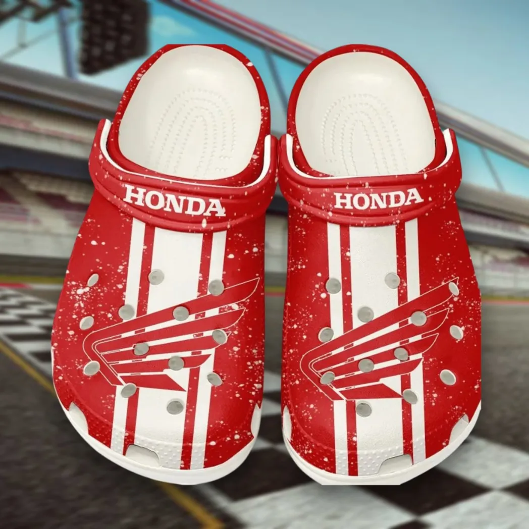 Trendy Road Touring Two-Wheeler Themed Clog, Full Print Lightweight Footwear for Fans of Automotive Style CAR620 - White