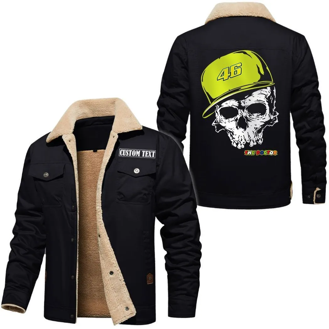 Two-Wheel Champion Jacket Fur Collar Fleece, Automotive Spirit Fur Jacket CAR566112825501-Black