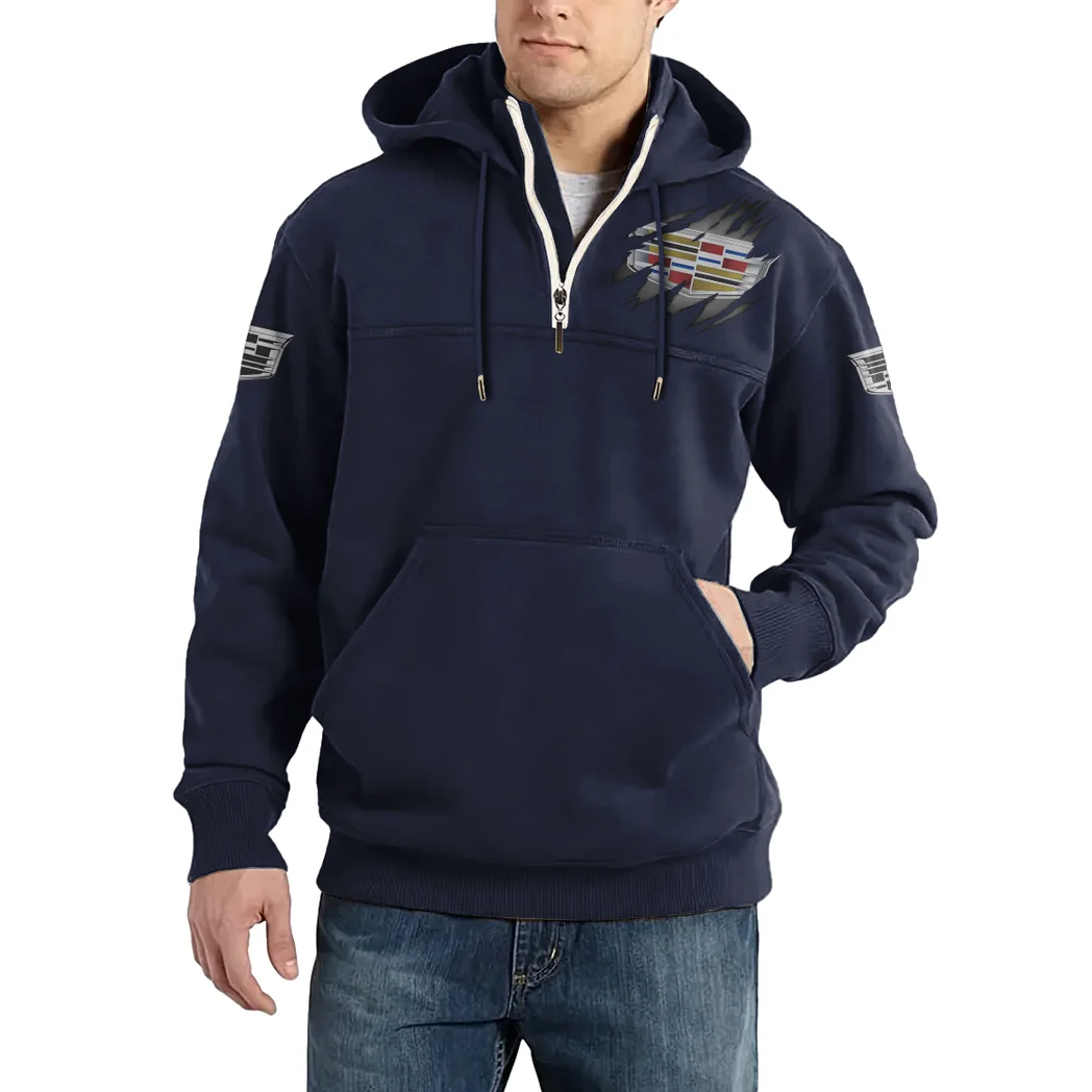 Urban Cruiser Casual Stand Up Collar Hoodie, Street Ready Gearhead Hoodie HVN1386CA - Dark Blue