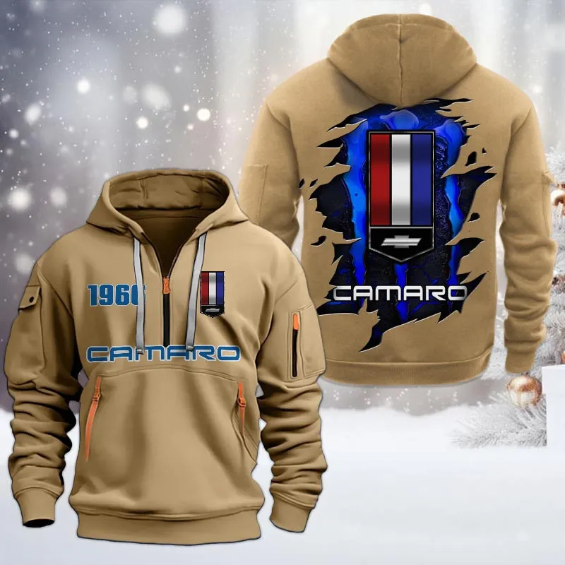 US Performance Coupe Hoodie Half Zipper, Supporter Style Half-Zip Hoodie CAR198 - Khaki