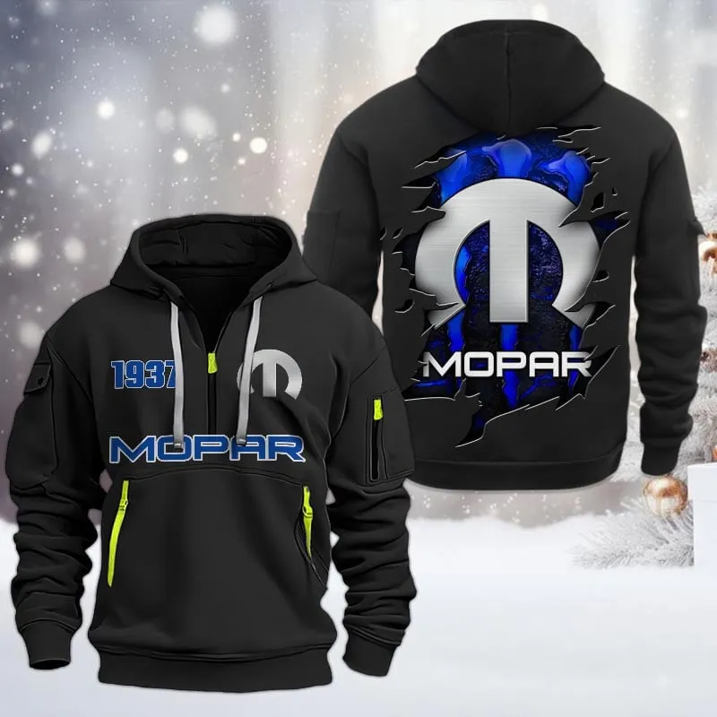 Vehicle Heritage Hoodie Half Zipper, Bold Energy Hoodie CAR198 - Black