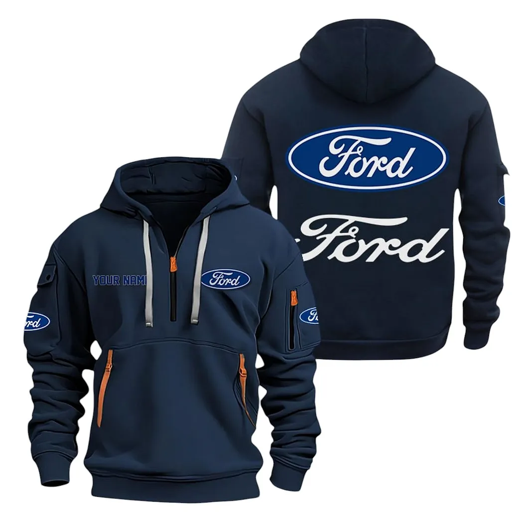 Vintage Ride Hoodie Half Zipper, Modern Sport Hoodie CAR200 - Navy