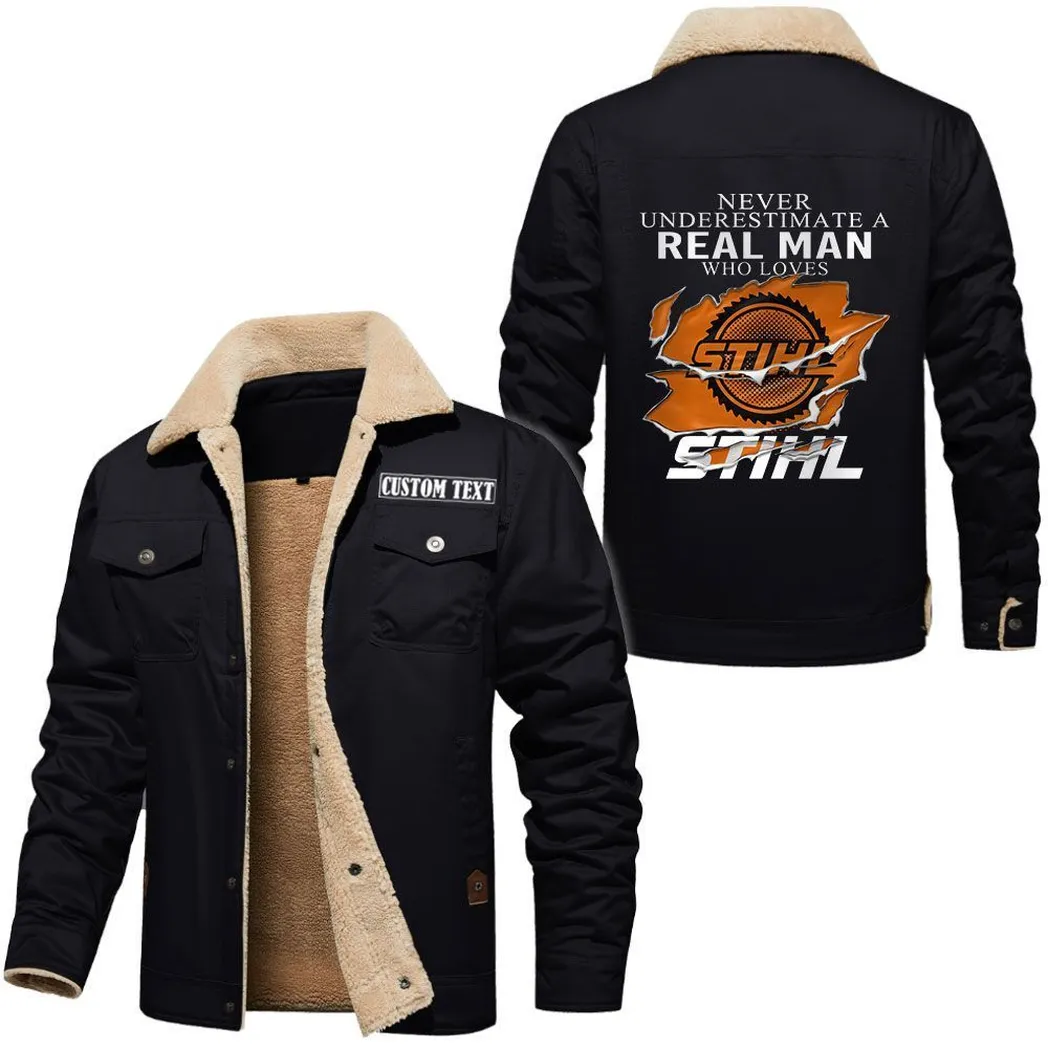 Woodcutting Gear Jacket Fur Collar Fleece, Casual Automotive Fur Fleece CAR566112825622-Black