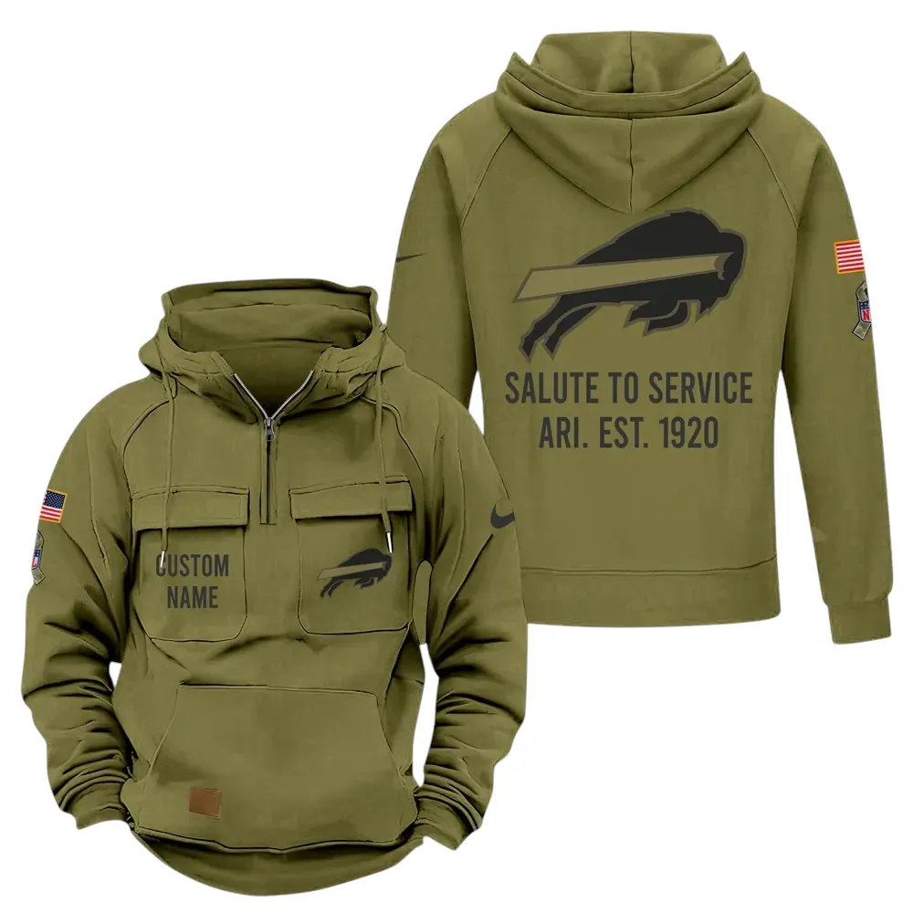 Victory Claws Hoodie Tactical Quarter Zip, Durable Fan Quarter-Zip NFL181 - Army Green