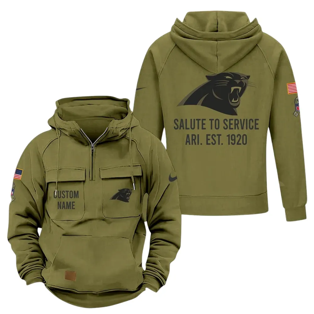 Rust Claws Hoodie Tactical Quarter Zip, Bold Supporter Quarter-Zip NFL181 - Army Green
