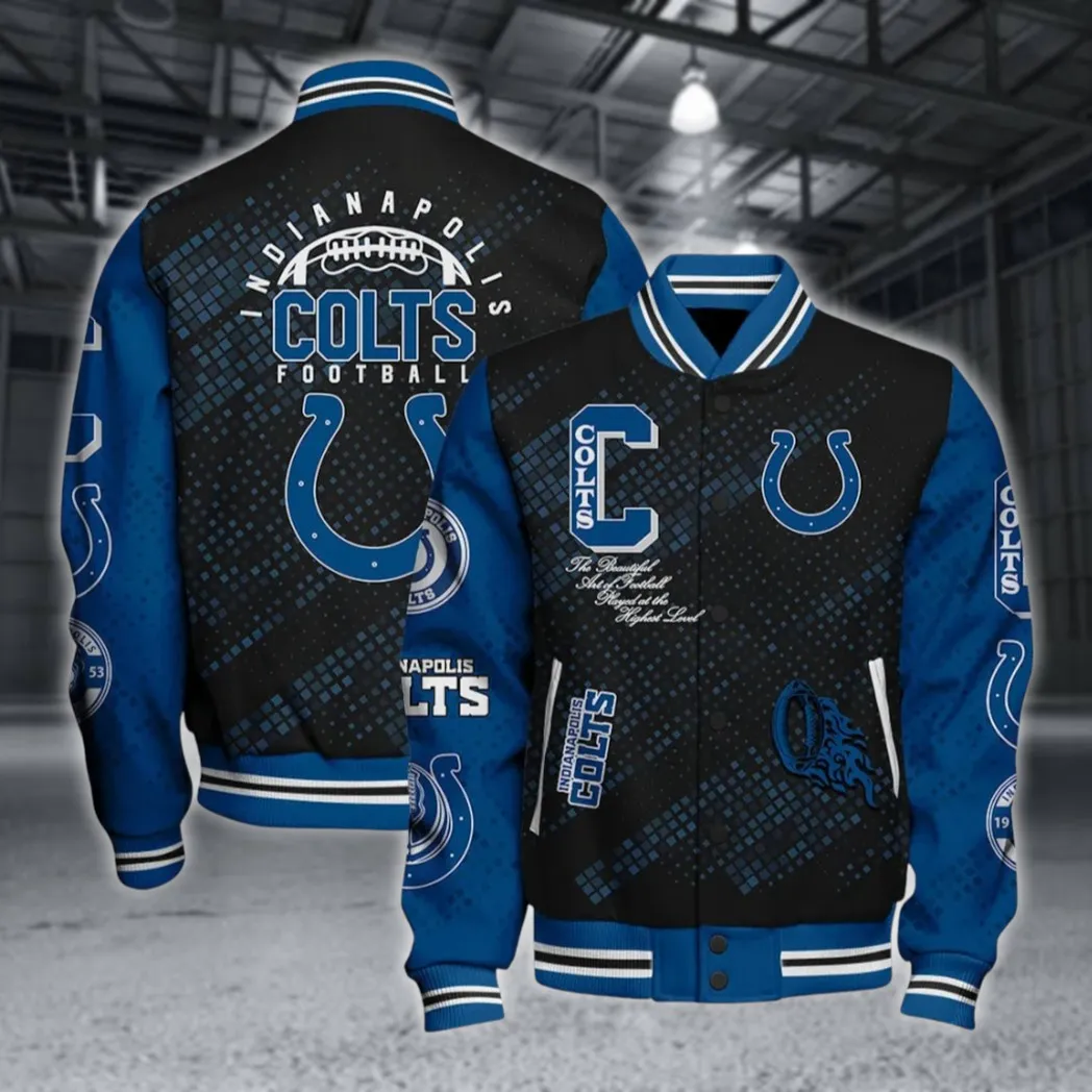 Blue Hooves Baseball Jacket, Game-Day Varsity Outerwear NFL550