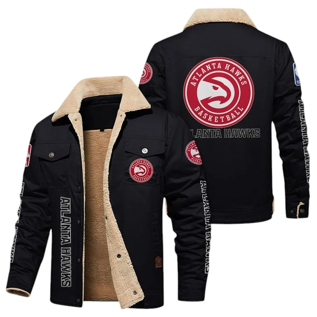 Bold Momentum Jacket Fur Collar Fleece, True Supporter Jacket NBA611301 - Black