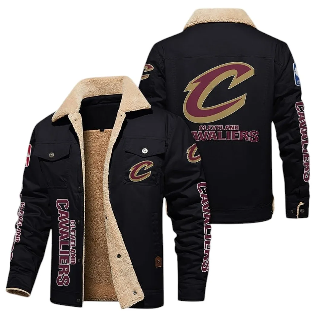 Bold Stand Jacket Fur Collar Fleece, True Supporter Jacket NBA611301 - Black