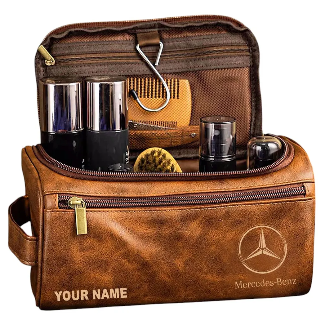 Business-Class Auto Leather Toiletry Bag, Premium Garage Leather Bag CAR440 - Yellow Brown