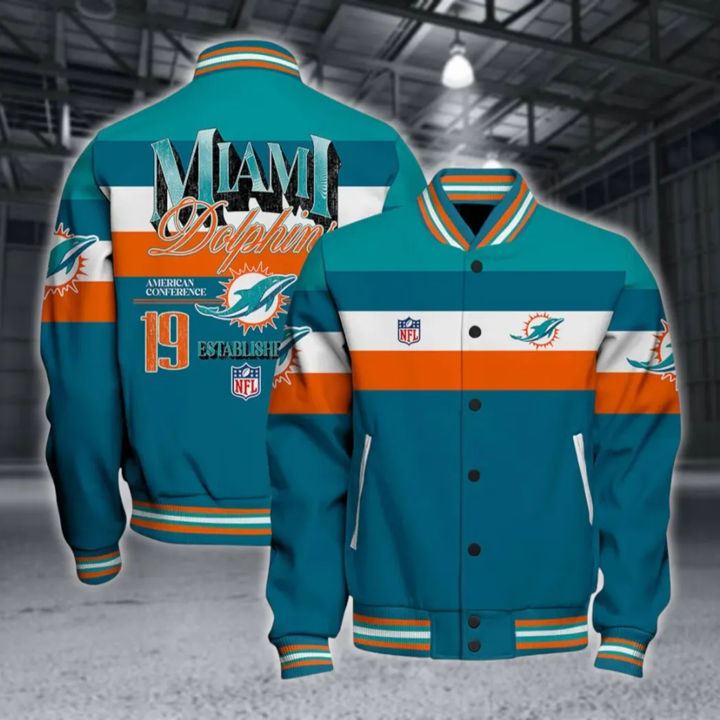 Dolphin Crew Baseball Jacket, Stylish Baseball Fan Gear NFL550