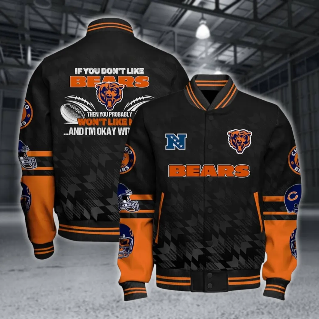Football Bear Crew Baseball Jacket, Timeless Baseball Fan Jacket NFL550