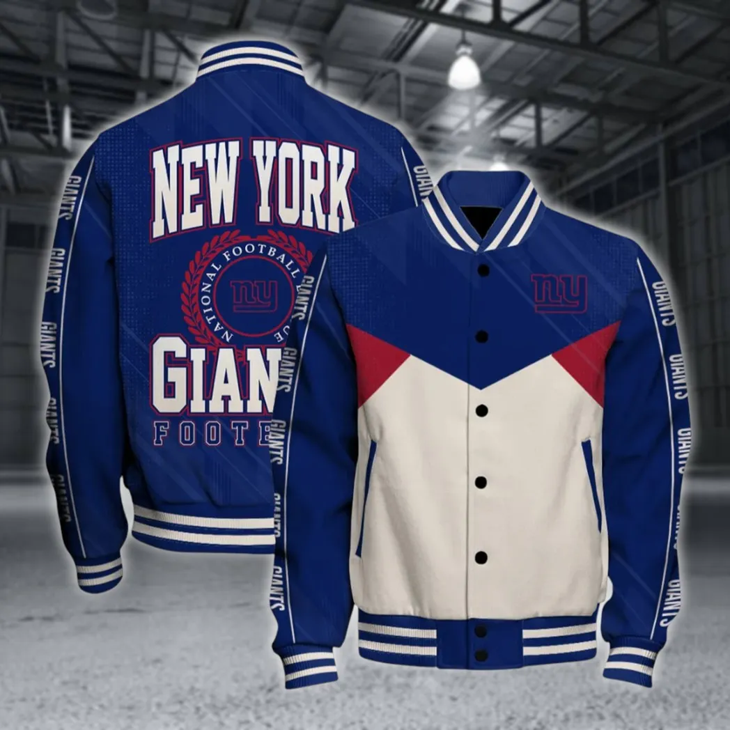 Football Giant Crew Baseball Jacket, Game-Day Varsity Outerwear NFL550