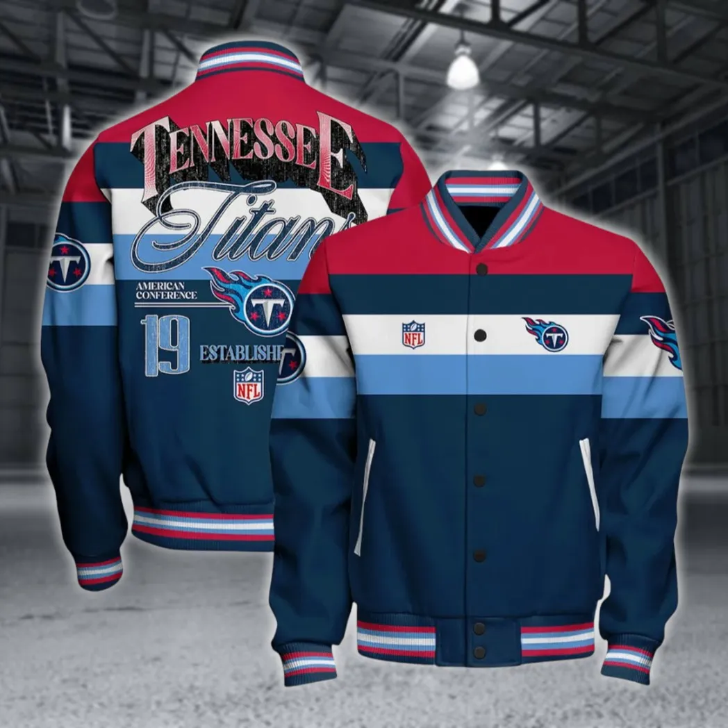 Football Titan Crew Baseball Jacket, Game-Day Varsity Outerwear NFL550