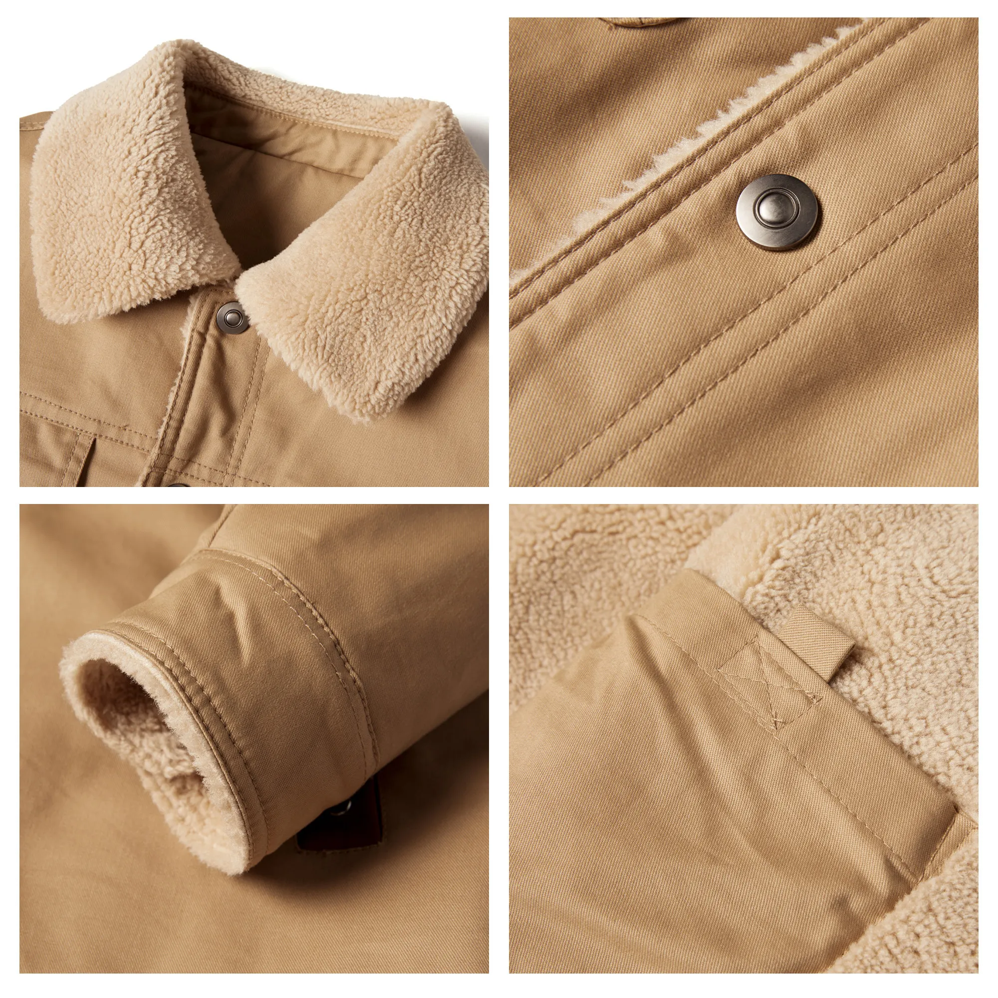 Lone Star Fans Jacket Fur Collar Fleece, Premium Team Pride Fleece NFL138 - Light khaki - Image 3