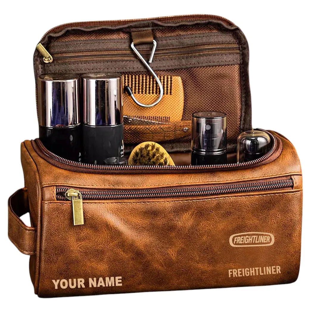 Long-Haul Rig Leather Toiletry Bag, Sleek Leather Travel Pouch CAR443 - Yellow Brown