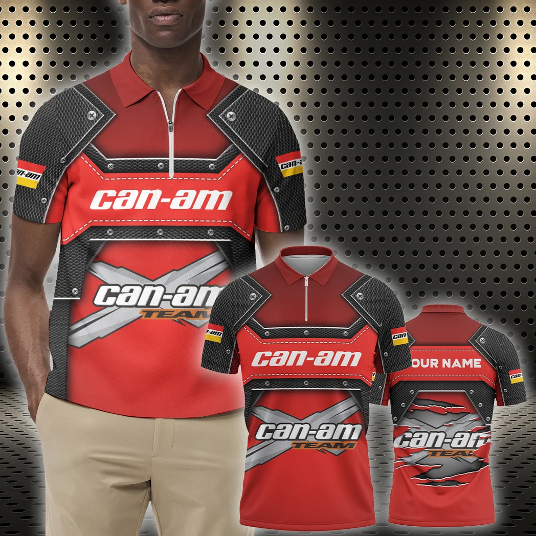 Racing Bike Zipper Polo Shirt, Motorsport-Inspired Polo HVN1401CA