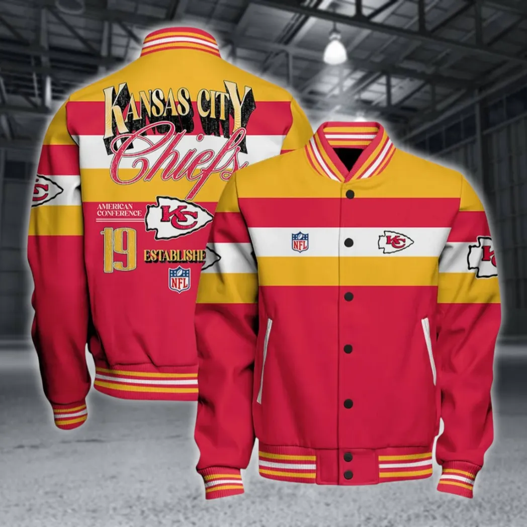 Red Crew Baseball Jacket, Loyal Supporter Varsity Gear NFL550