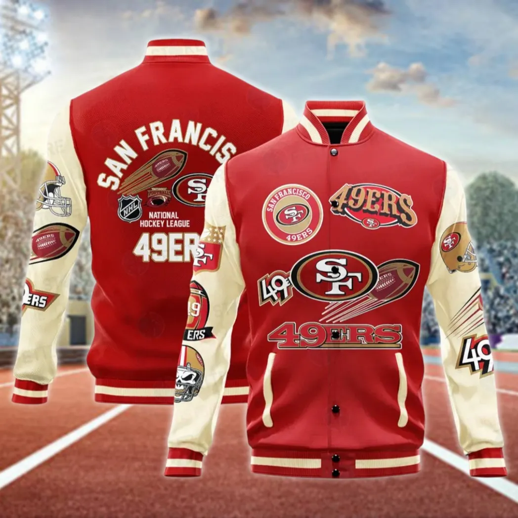 Red Gold Brotherhood Baseball Jacket, Warm Game-Day Jacket NFL770